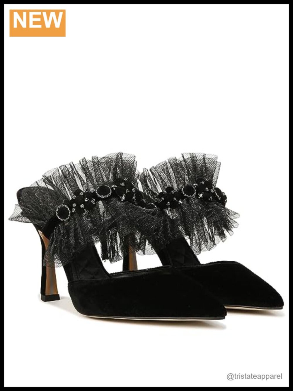 Pointed Toe Flare Heel Slip-On Mules Dress Shoes
